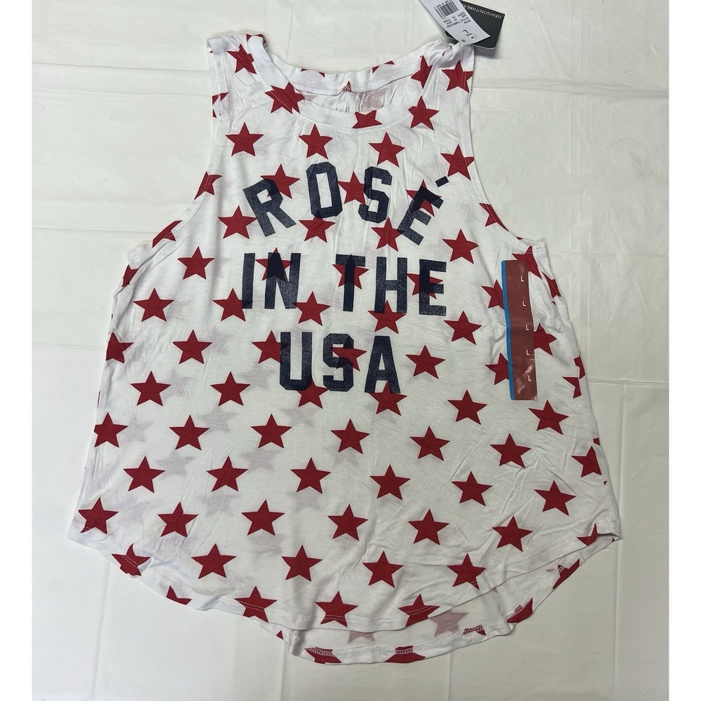 Grayson Threads Sleeveless Patriotic T-shirt Women's Size L "Rose In The USA"